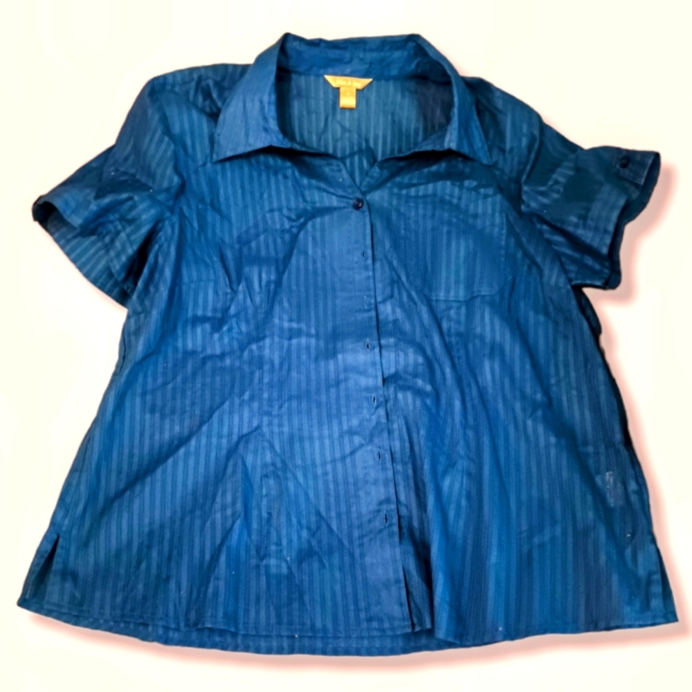 Blue Button Up  Top for Women